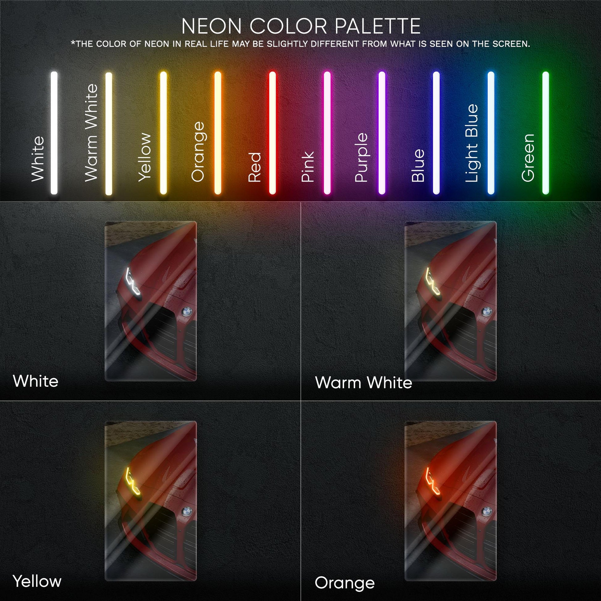 BMW M Performance Neon Sign - Aggressive front view wall art inspired by modern performance design, perfect for garage, man cave or car room