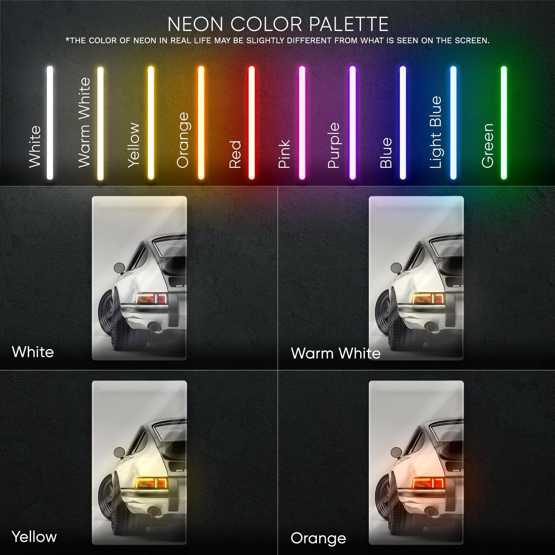 Porsche 911 Neon Sign - iconic rear view supercar wall decor for garage man cave racing room or luxury automotive interior display