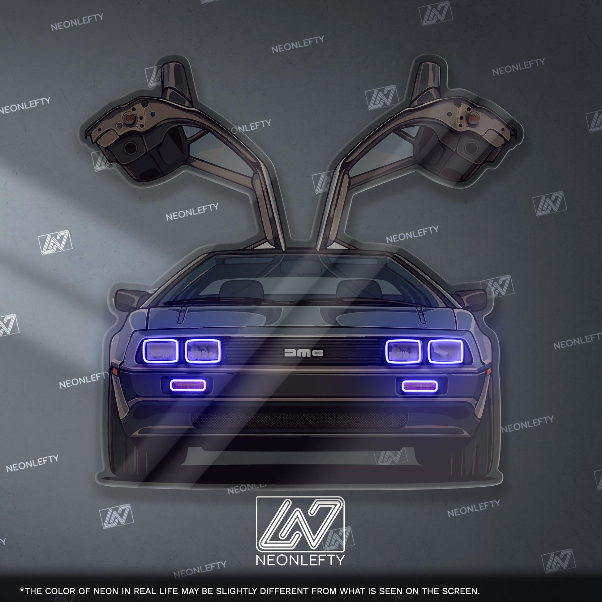 DeLorean DMC-12 Neon Sign – retro iconic time machine car wall decor for garage man cave 80s movie fan gift
