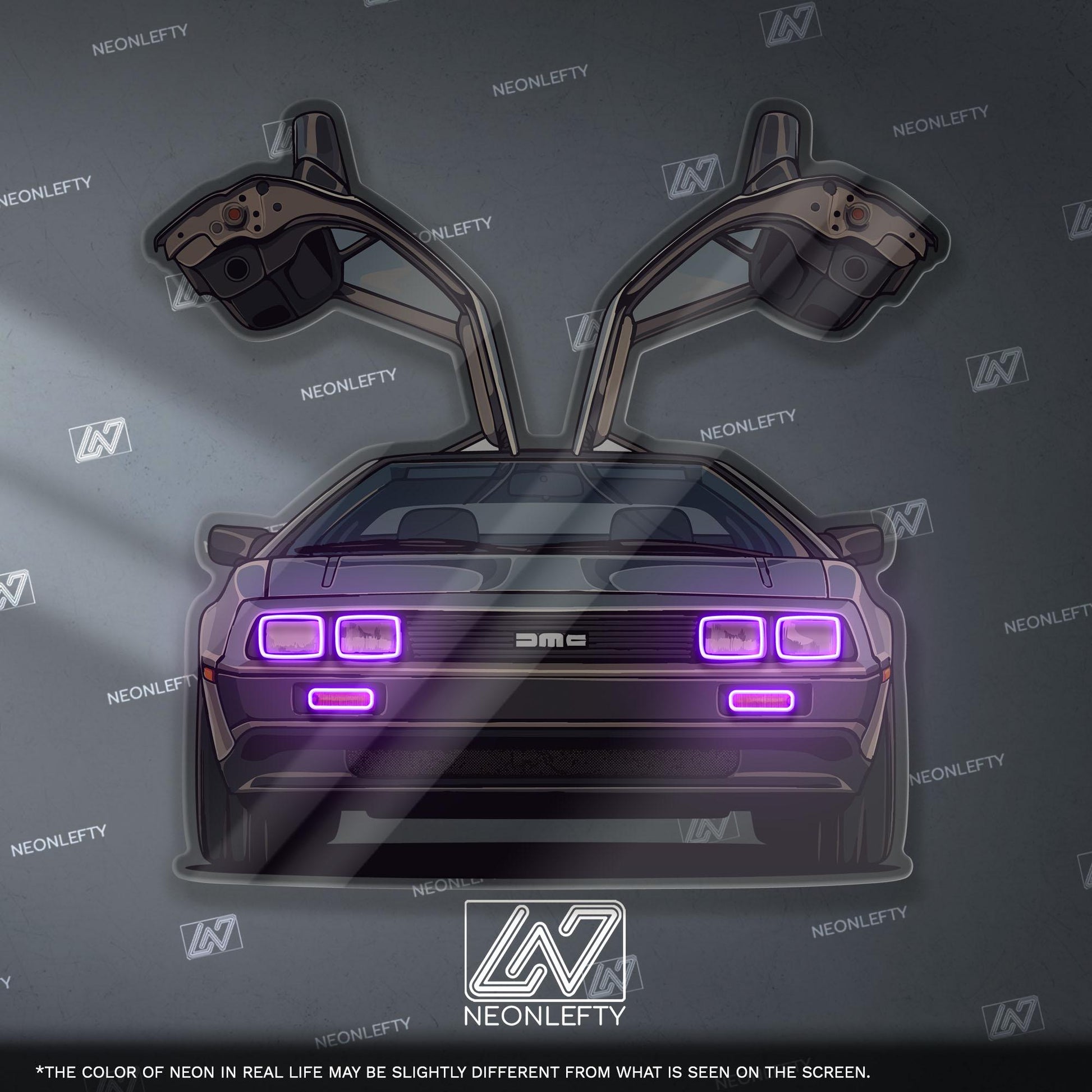 DeLorean DMC-12 Neon Sign – retro iconic time machine car wall decor for garage man cave 80s movie fan gift