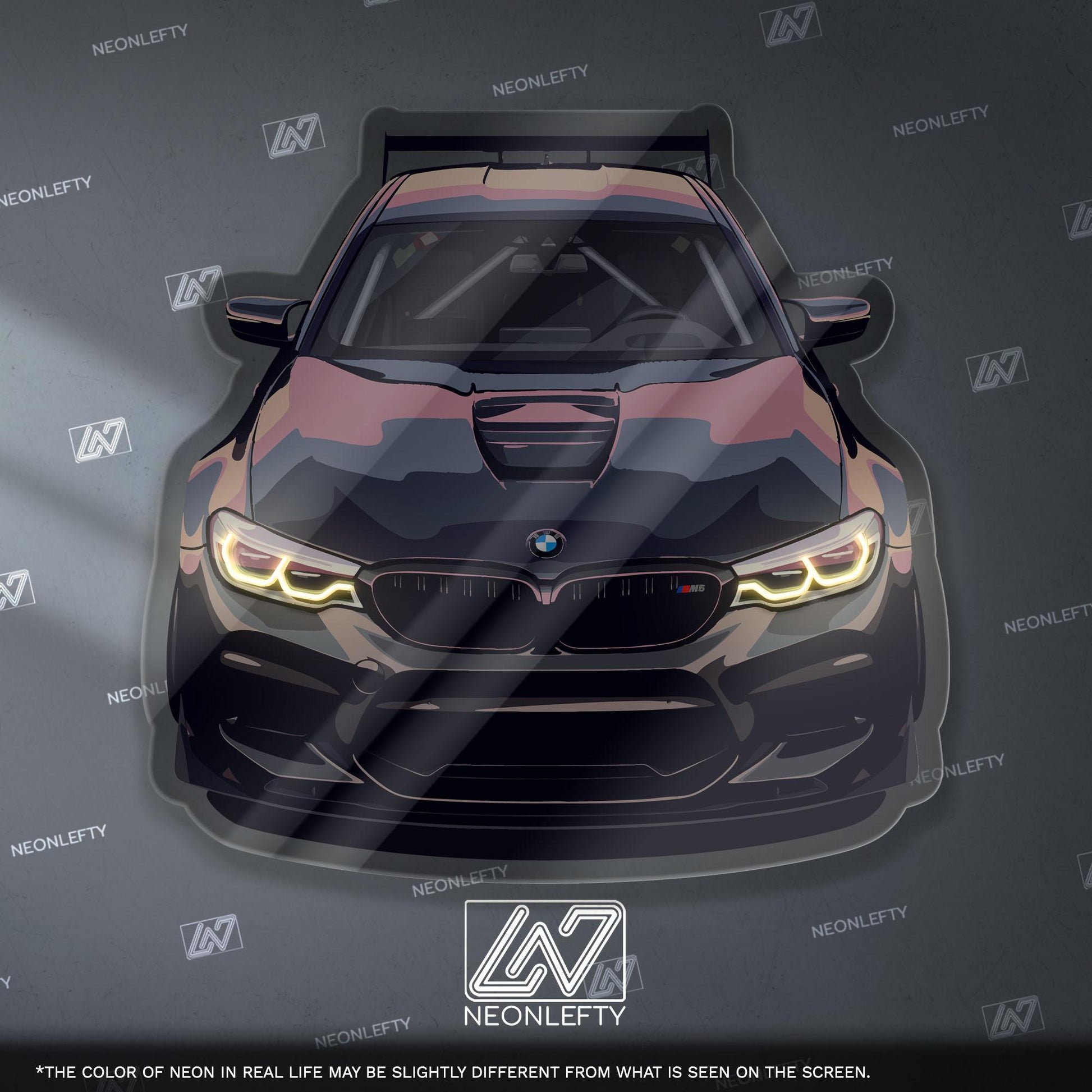 BMW M5 Neon Sign – high performance luxury sports sedan wall decor for garage man cave modern automotive interior
