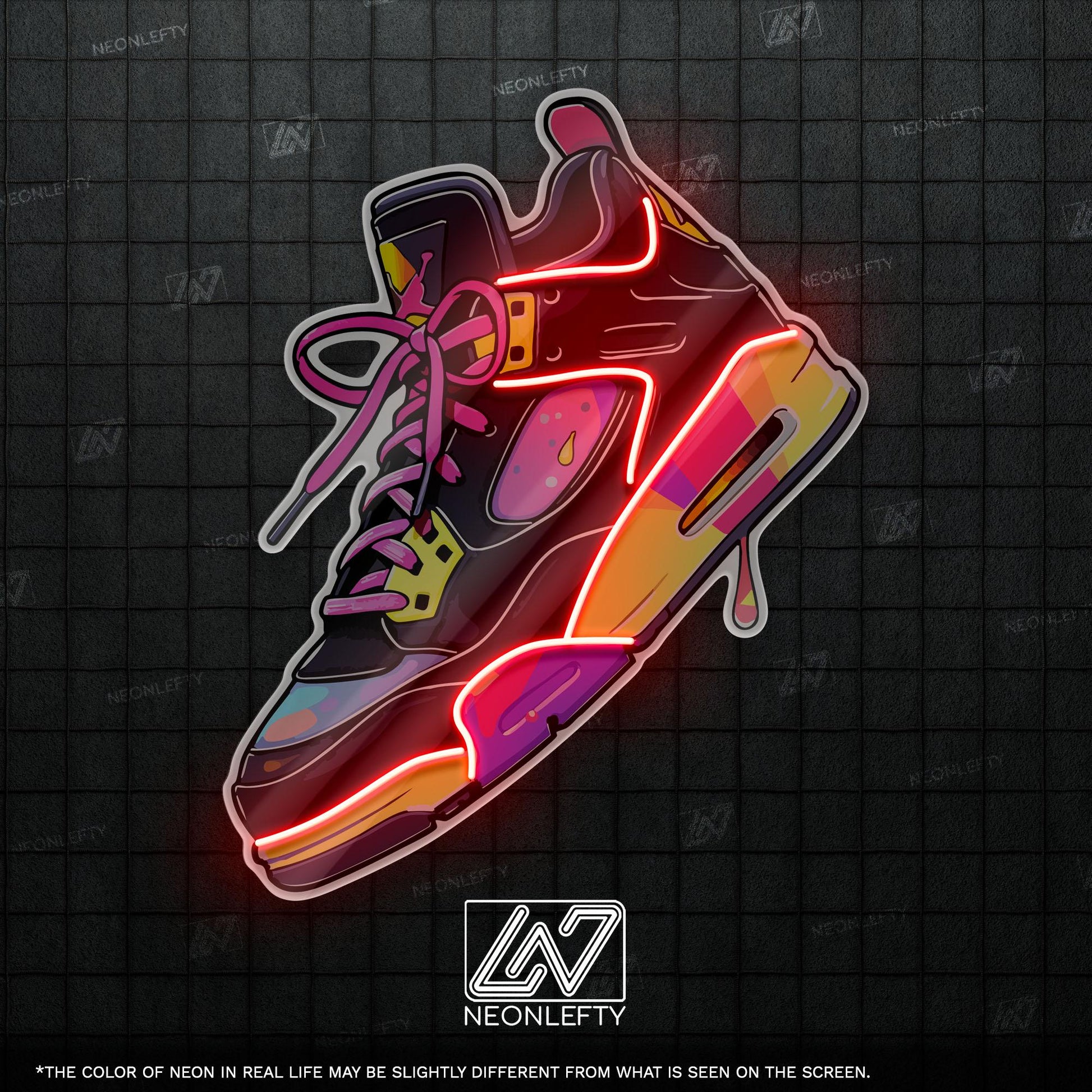 Colorful Sneakers - LED Neon Streetwear Wall Decor, Urban Shoe Illustration, Hype Style Neon Light, Sneakerhead Gift, Modern Room Decor