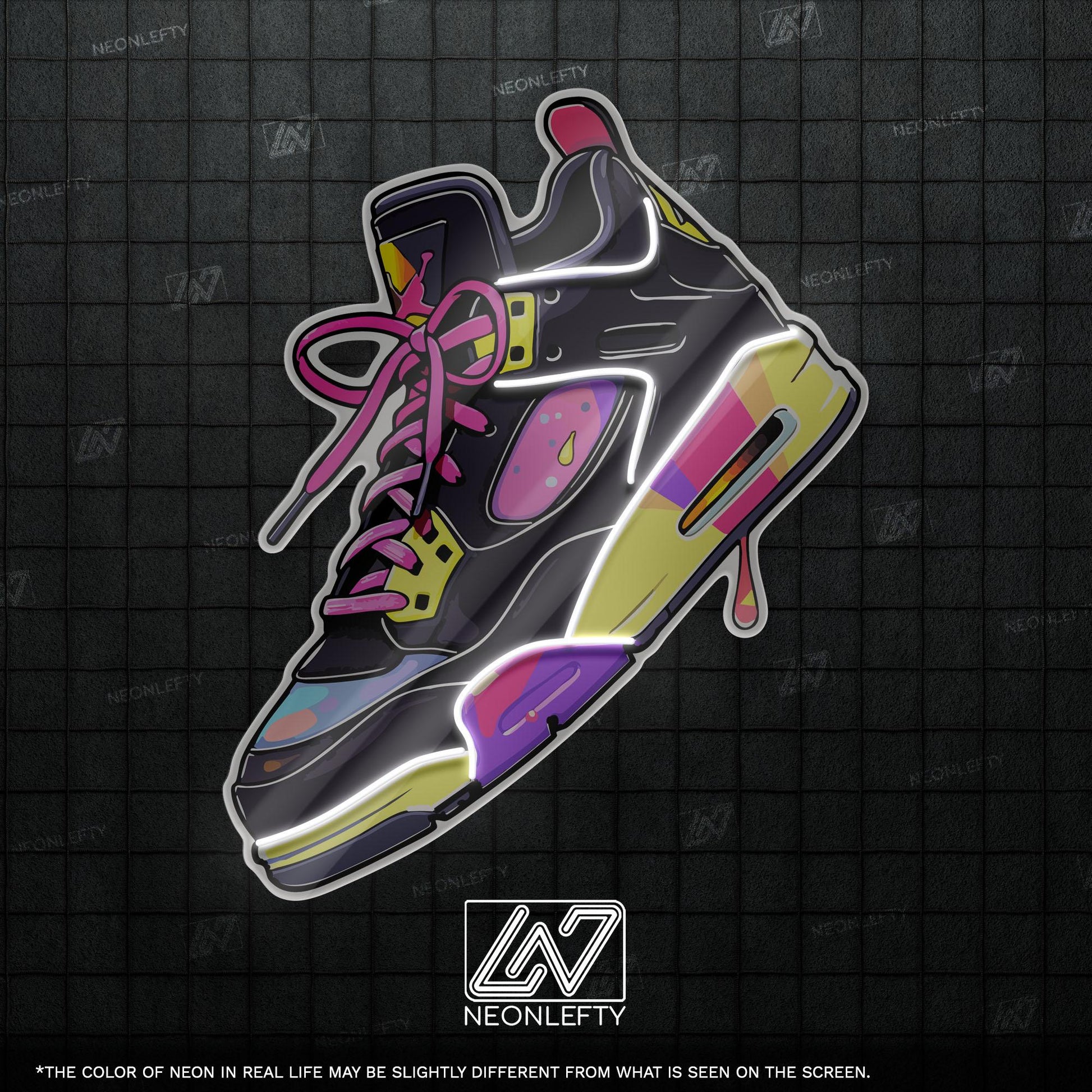 Colorful Sneakers - LED Neon Streetwear Wall Decor, Urban Shoe Illustration, Hype Style Neon Light, Sneakerhead Gift, Modern Room Decor