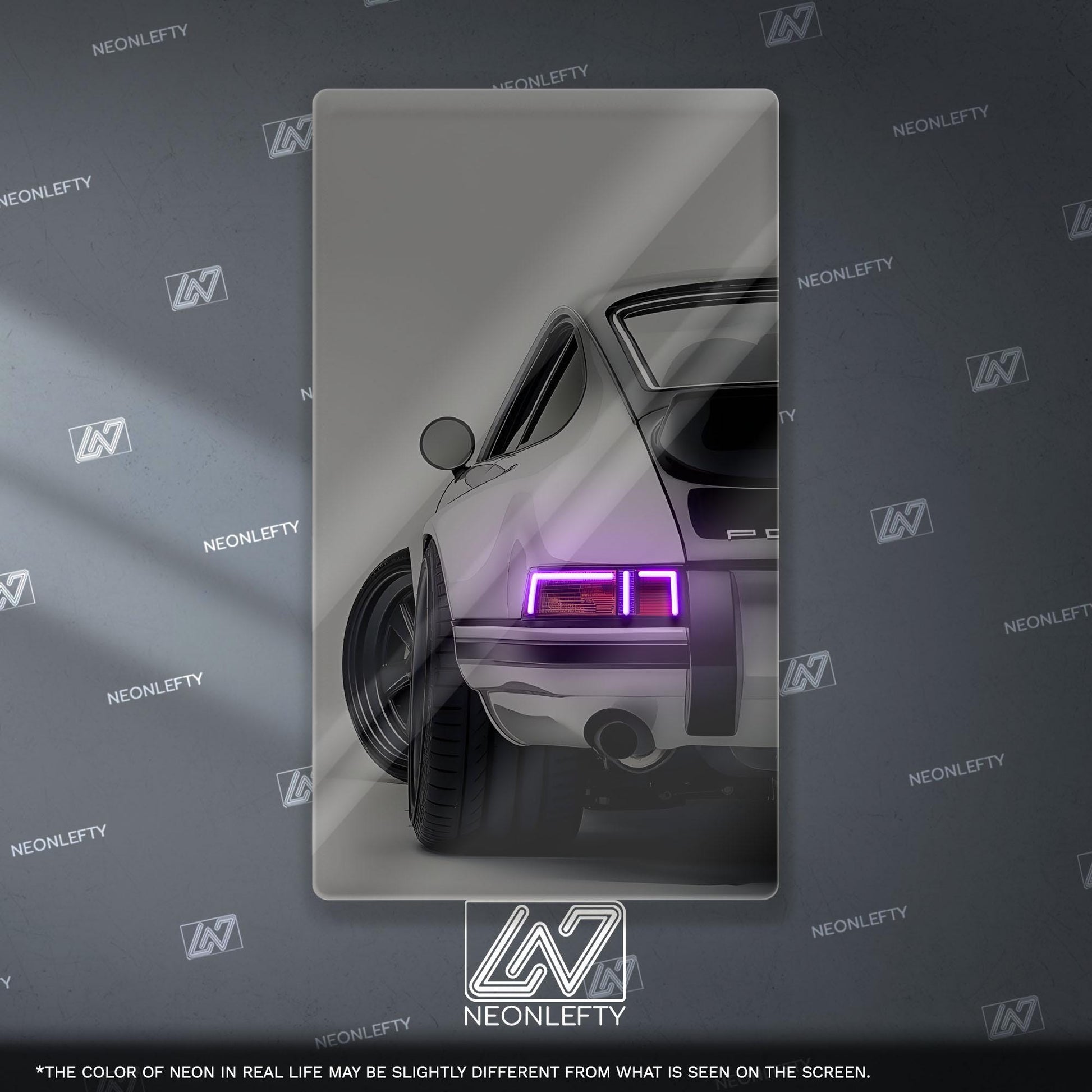 Porsche 911 Neon Sign - iconic rear view supercar wall decor for garage man cave racing room or luxury automotive interior display