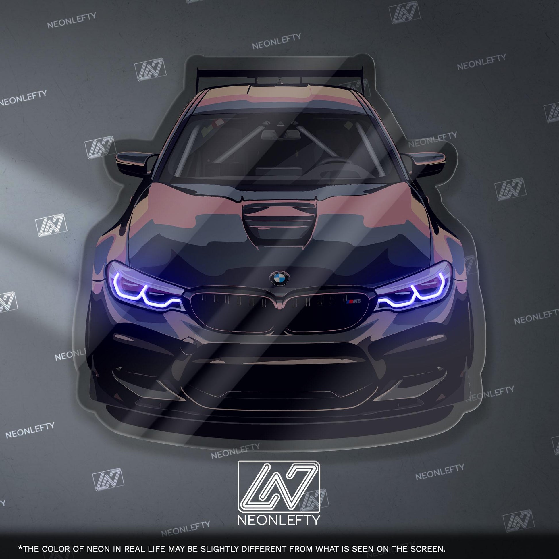 BMW M5 Neon Sign – high performance luxury sports sedan wall decor for garage man cave modern automotive interior