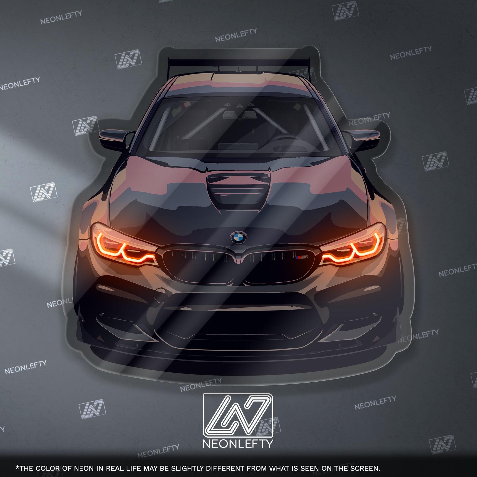 BMW M5 Neon Sign – high performance luxury sports sedan wall decor for garage man cave modern automotive interior
