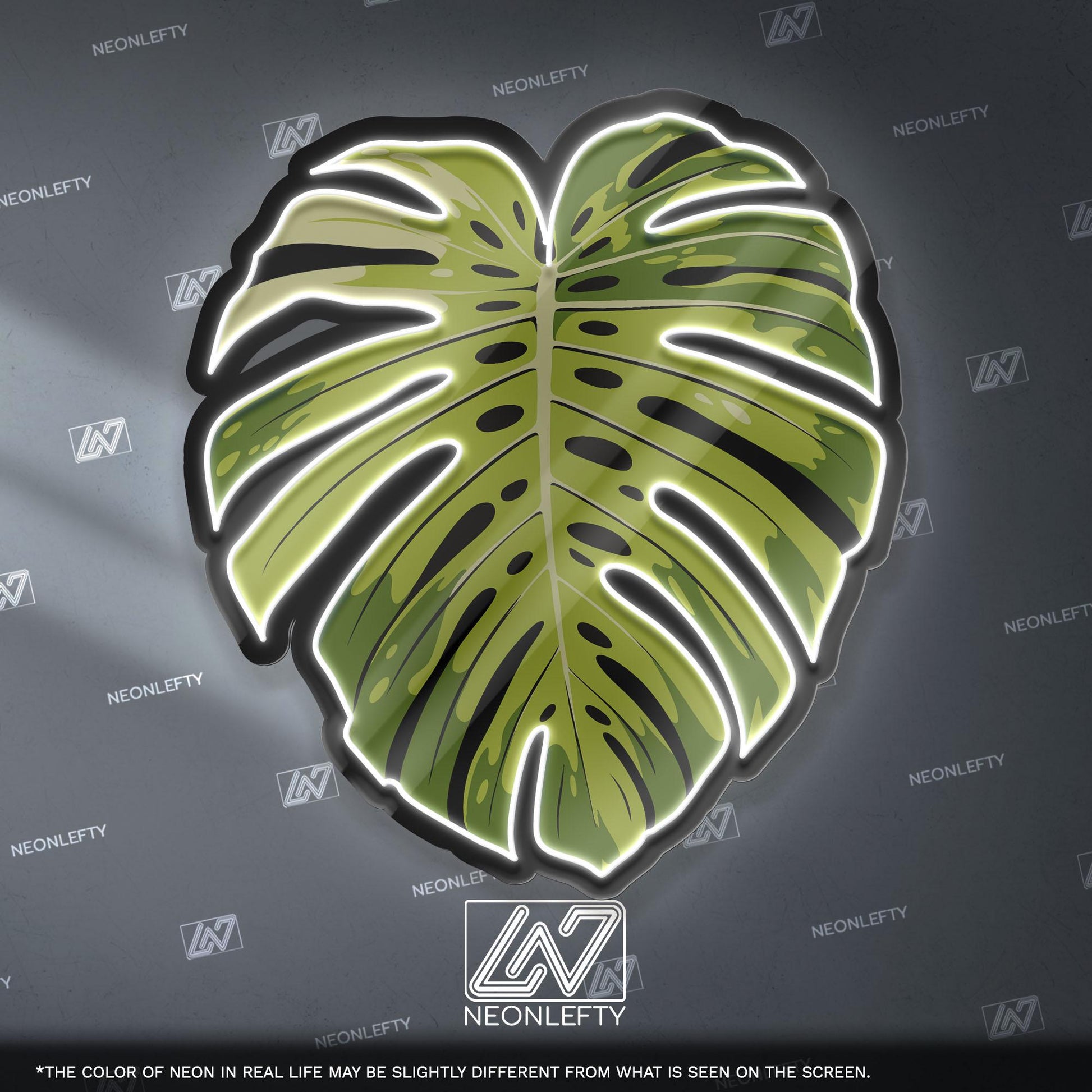 Monstera Leaf Neon Sign - Tropical botanical wall decor inspired by modern jungle style, perfect for living room, bedroom or boho interior
